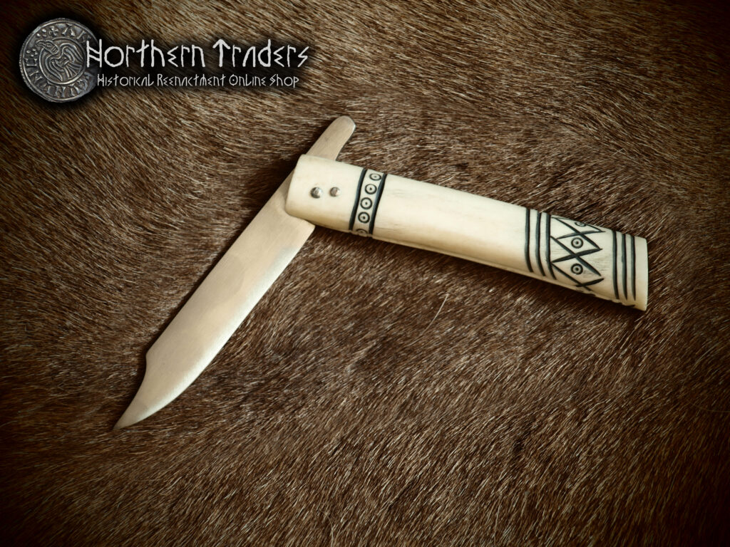 Viking Folding Knife with Bone Handle