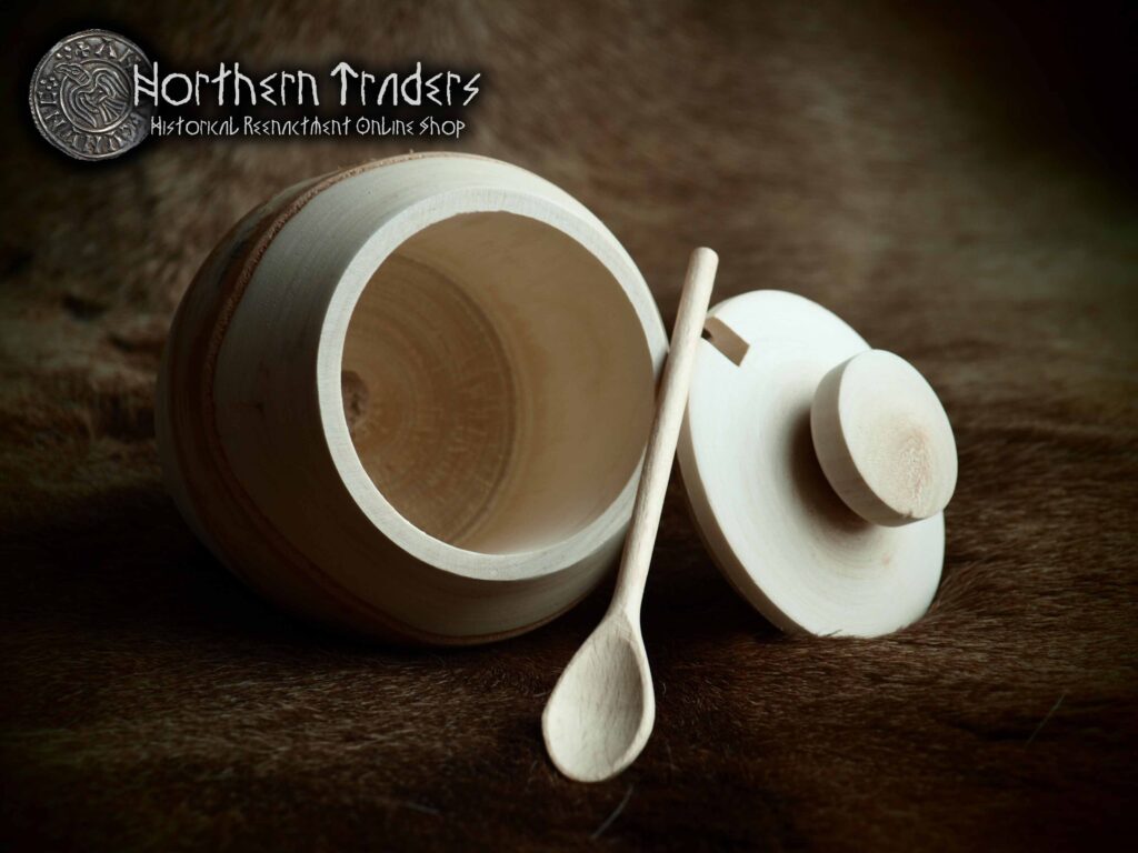Birch Wood Container with Spoon