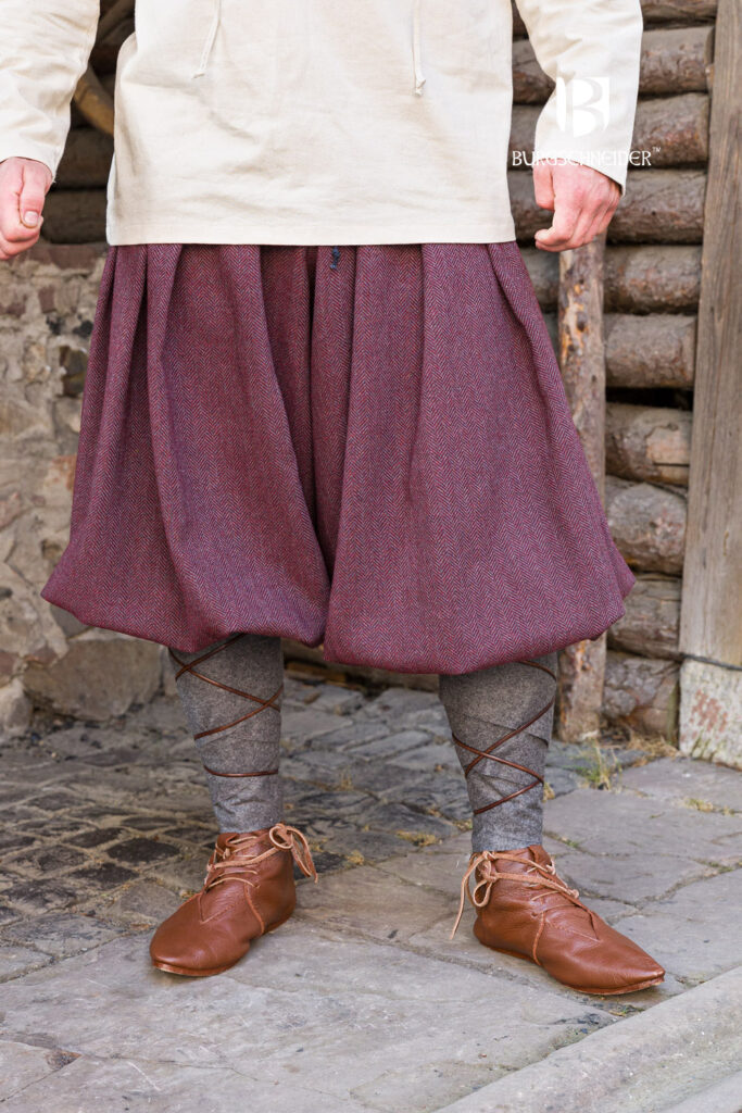 Rus Woolen Trousers “Borys” – Herringbone Burgundy / Grey