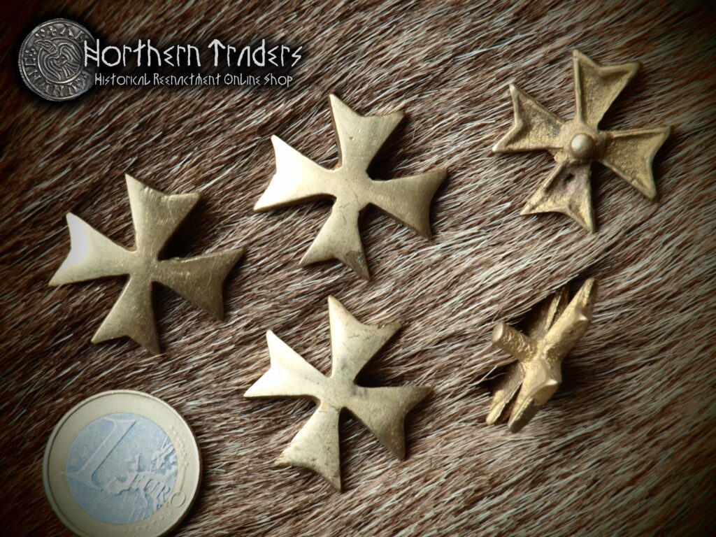 Medieval Belt Studs “Maltese Cross” – 5 Pieces