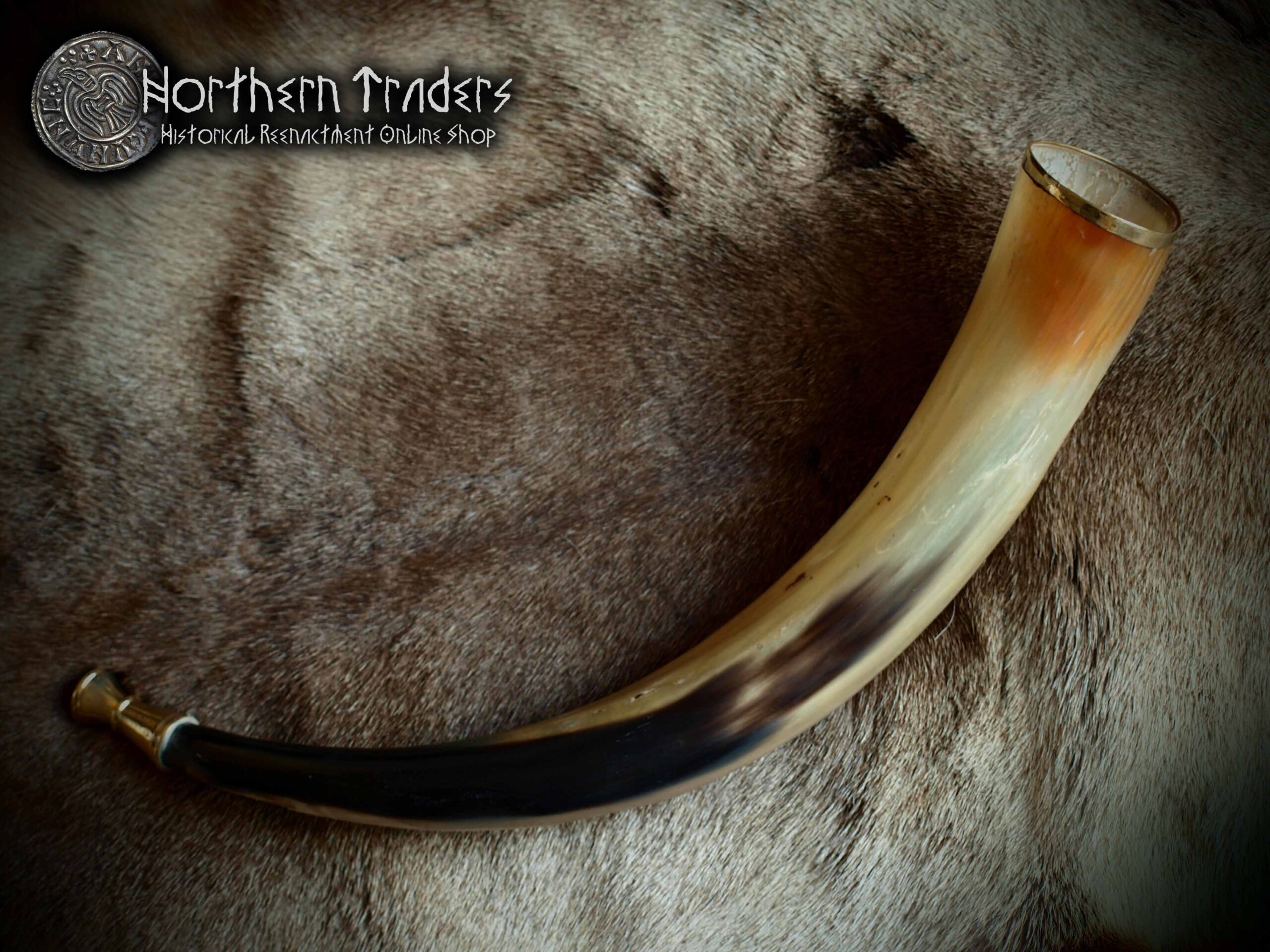 Medieval Blowing Horn with Brass Mouthpiece - Image 2
