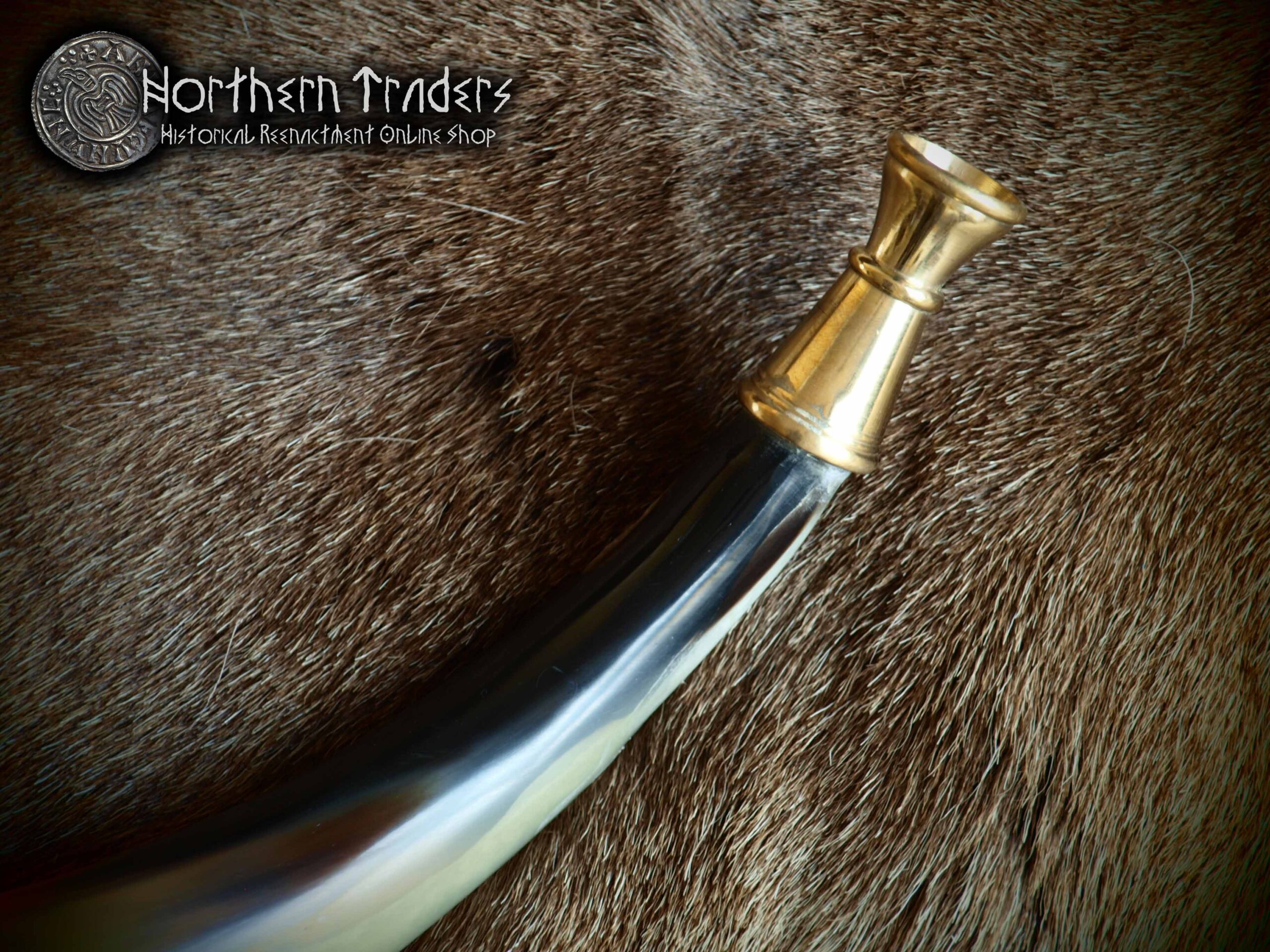 Medieval Blowing Horn with Brass Mouthpiece - Image 4