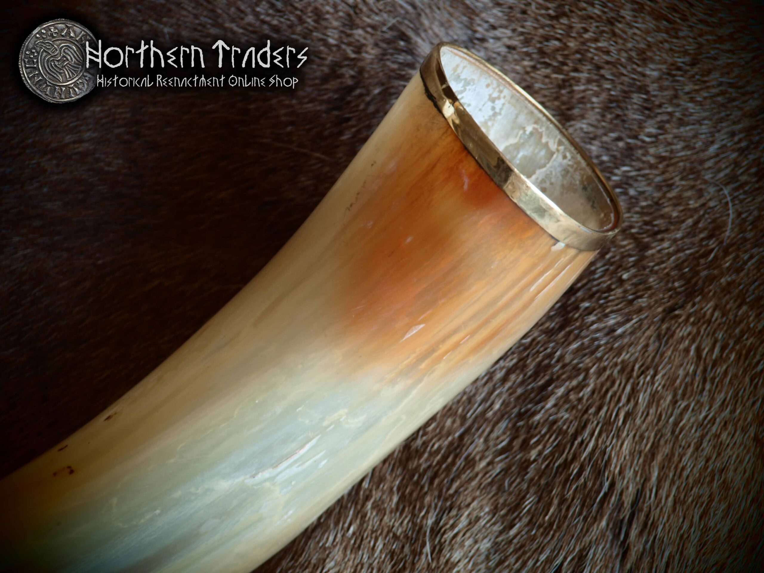 Medieval Blowing Horn with Brass Mouthpiece - Image 3