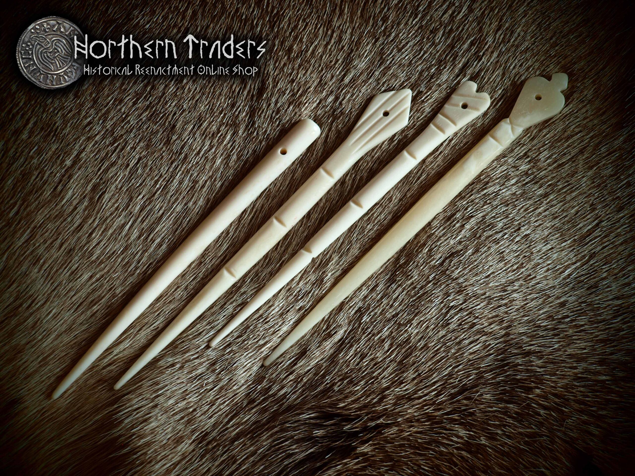 Early Medieval Bone Needle Brooch Set - 4 Pieces - Image 2
