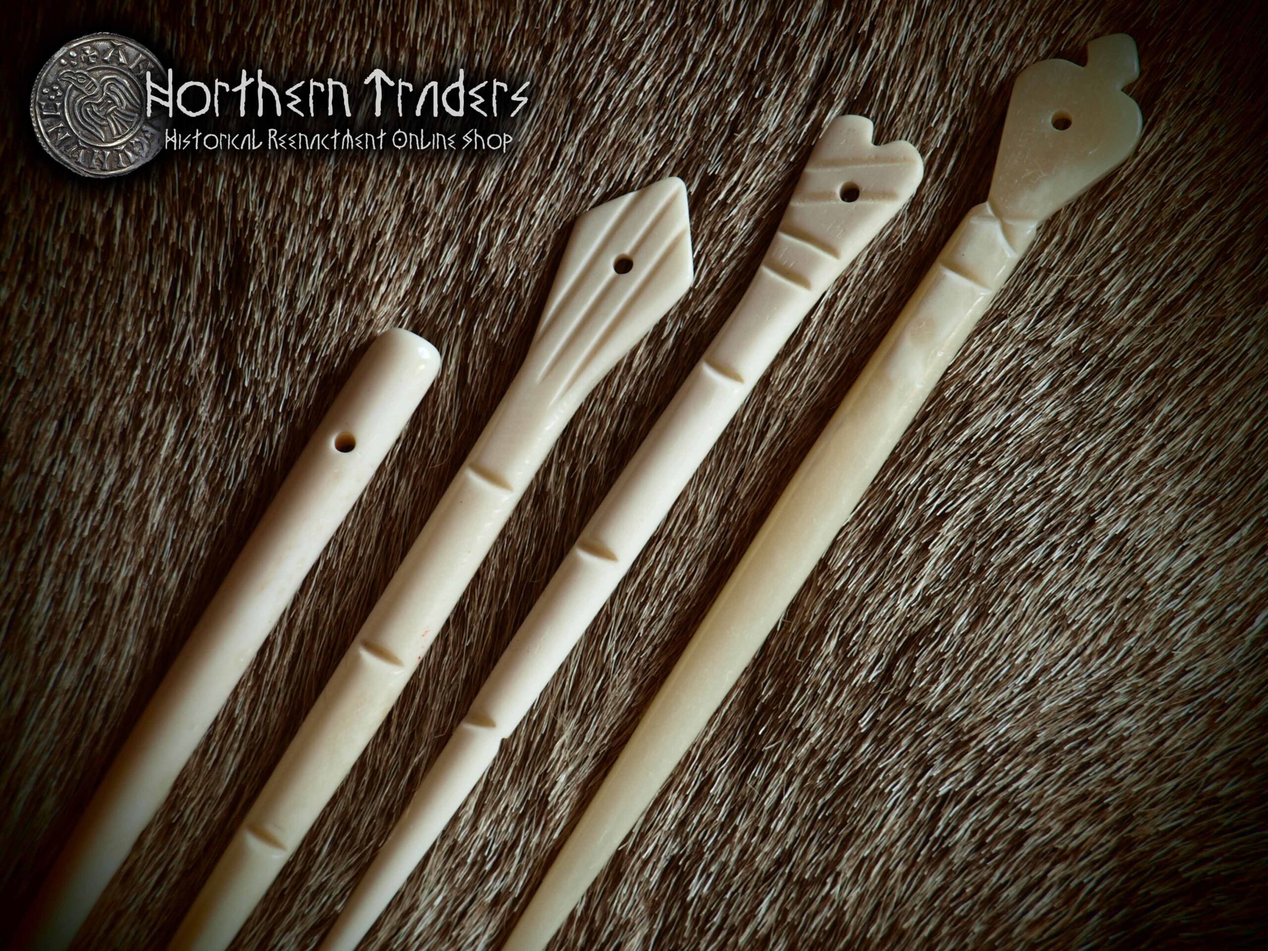 Early Medieval Bone Needle Brooch Set - 4 Pieces