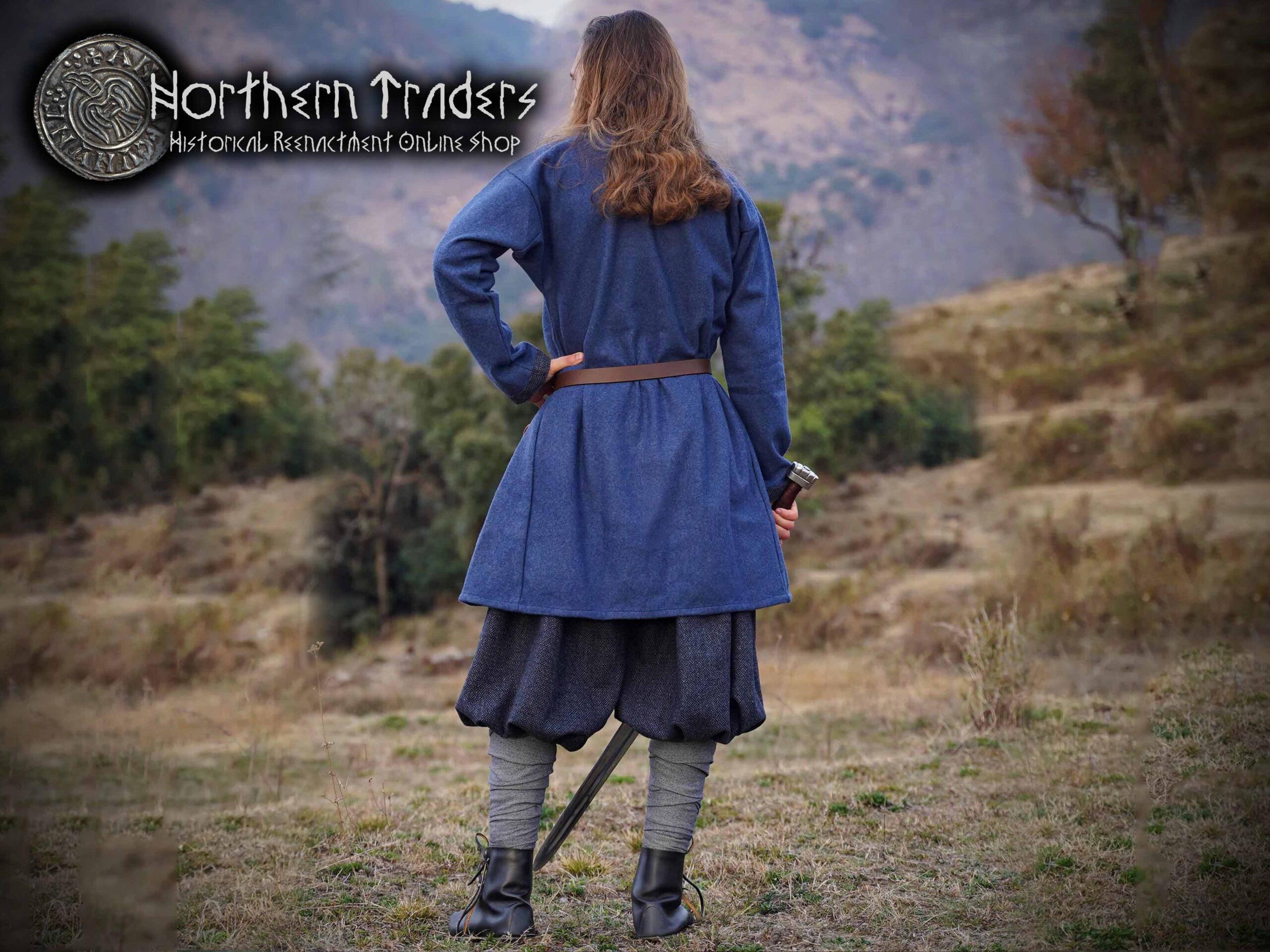 Viking Tunic "Erik" - Blue Wool - Image 3
