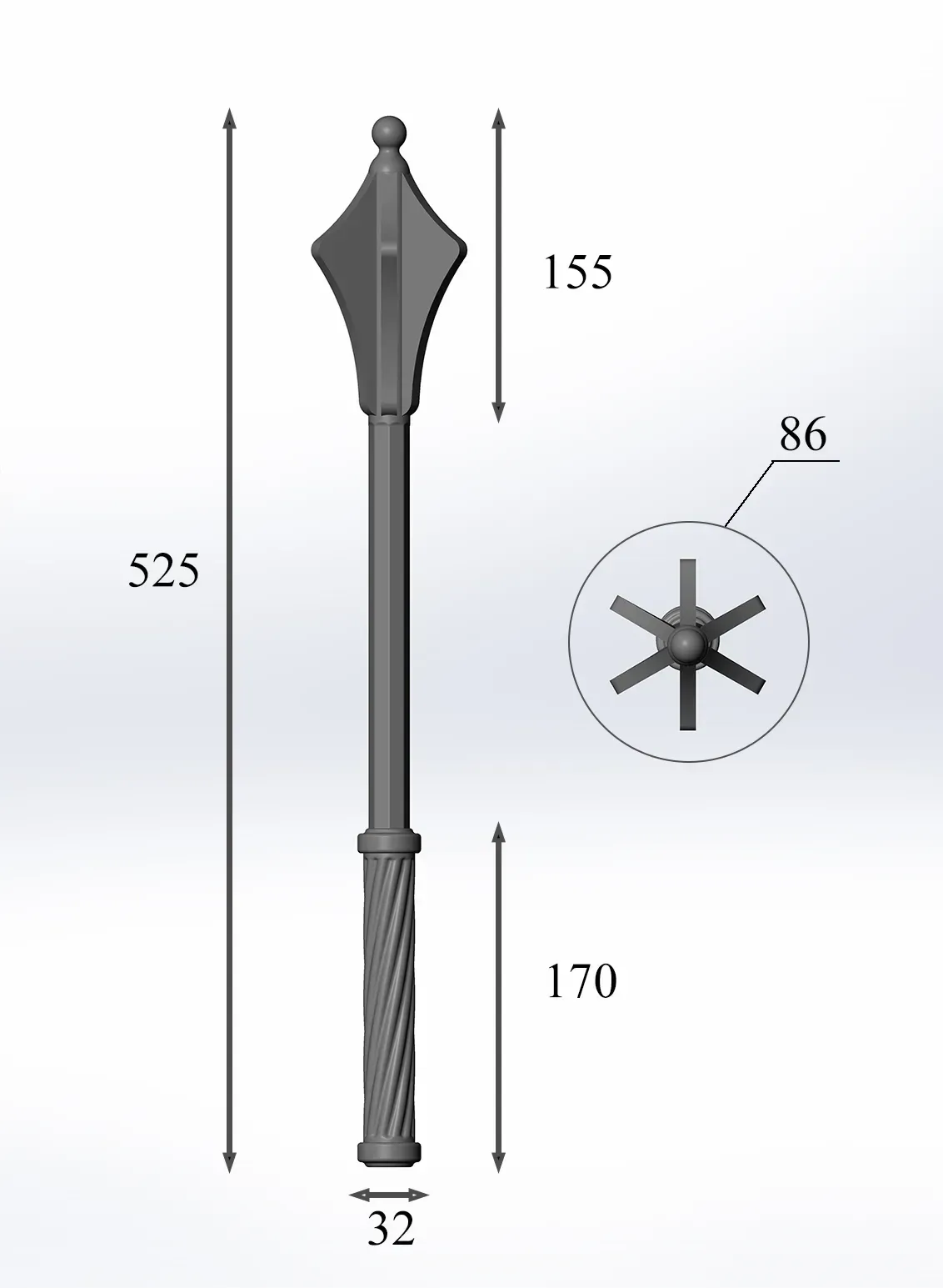 Rubber Training Flanged Mace - Image 3