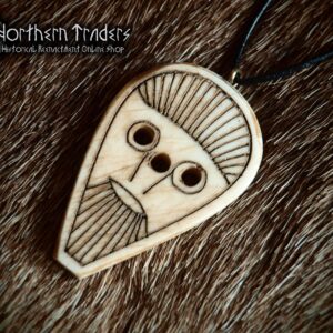 Viking Bone Pendant with Bearded Face