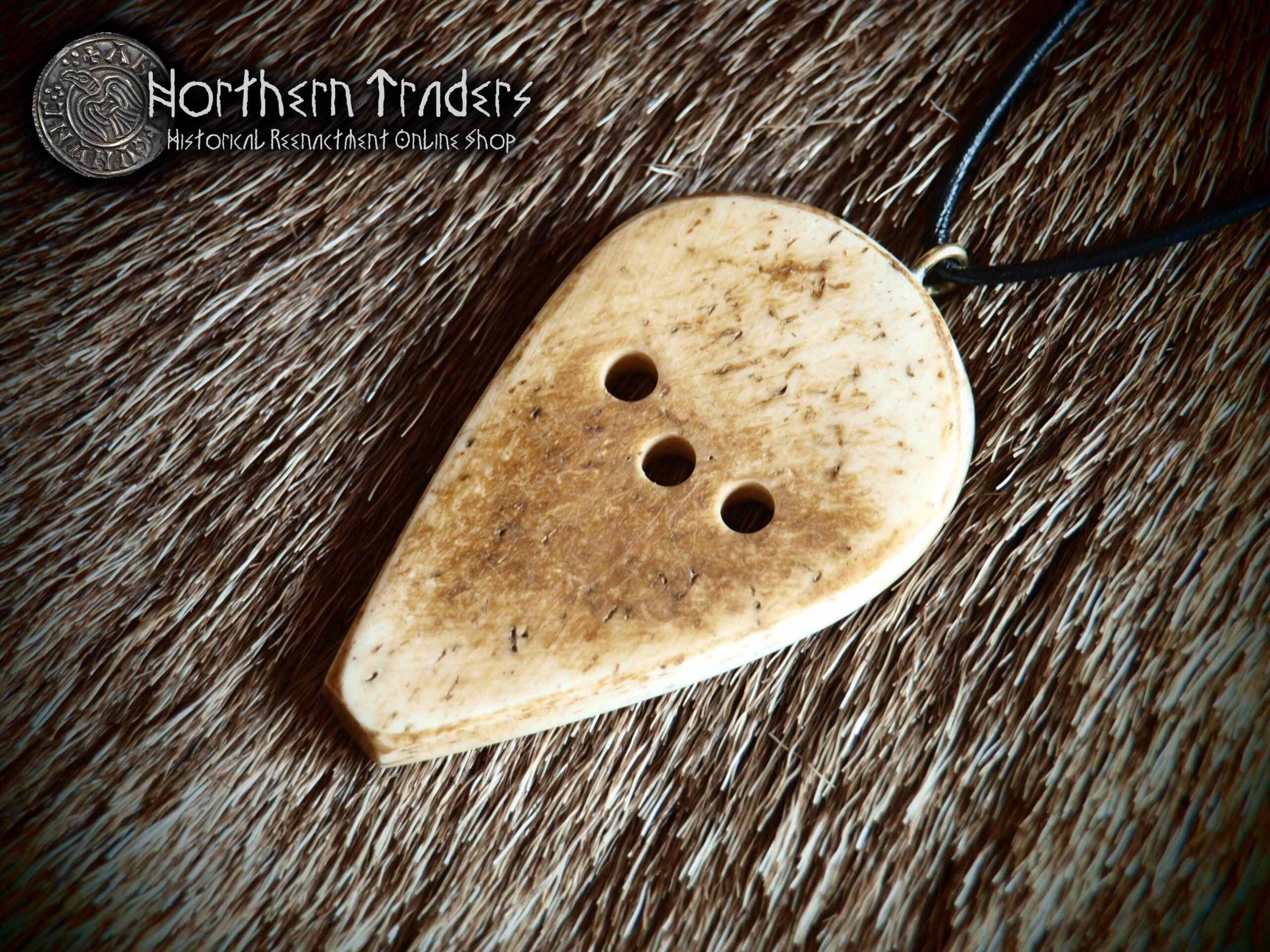 Viking Bone Pendant with Bearded Face - Image 2